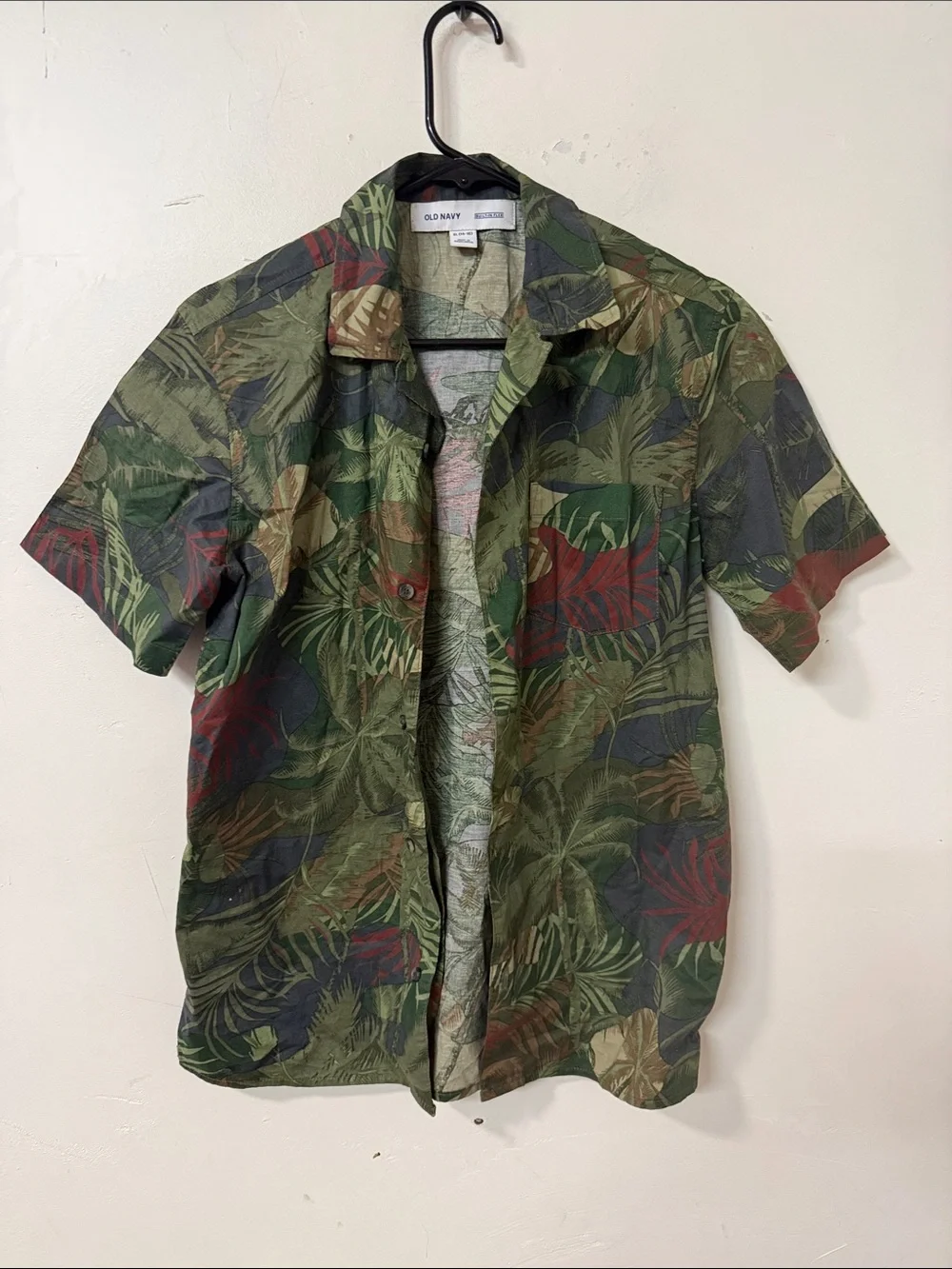Old Navy Green Tropical Print Short Sleeve Shirt